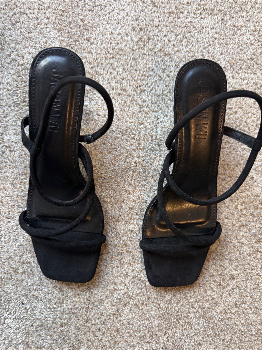 Jason Wu Black Strappy Square-Toe Heels nwot